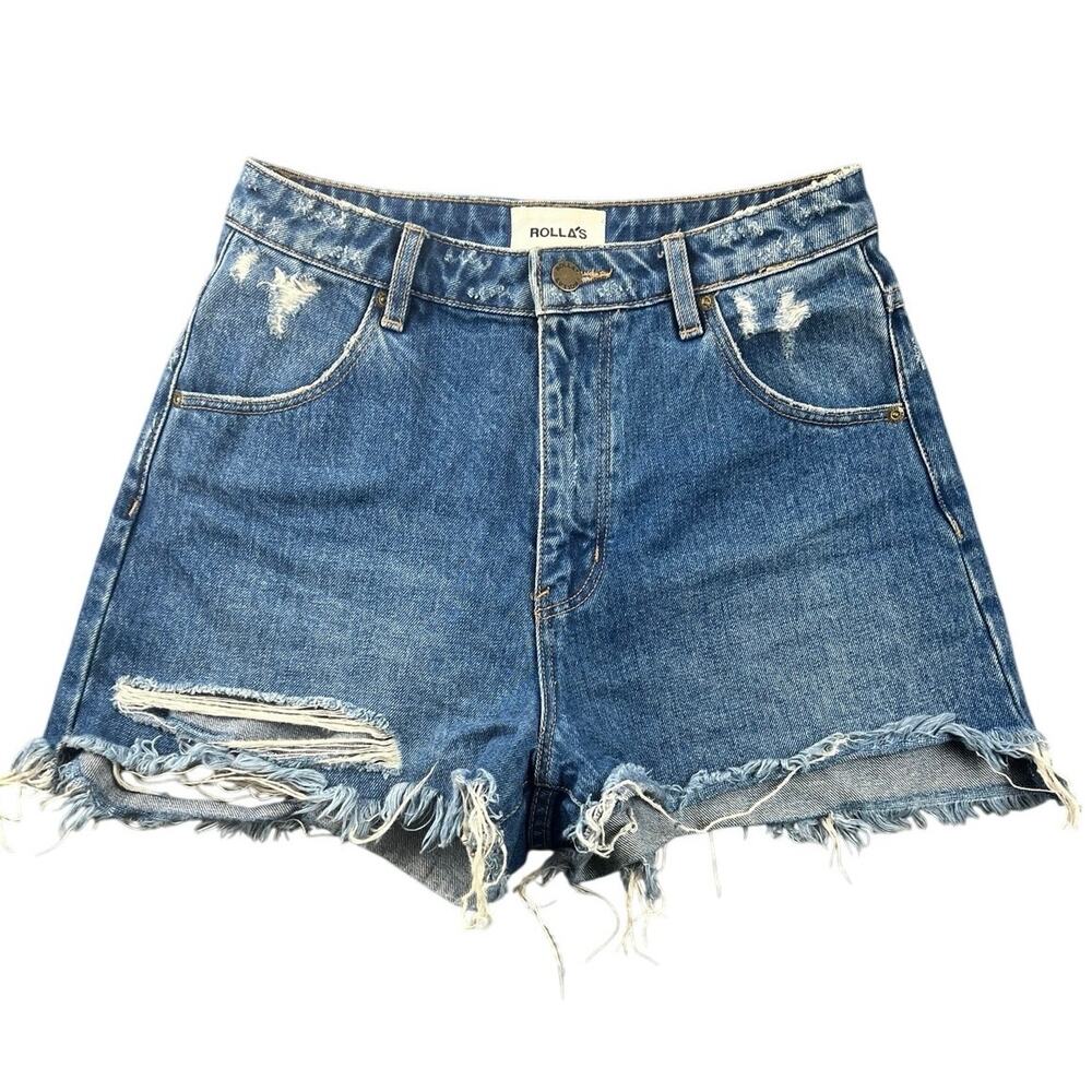 NWT Rolla’s Dusters High Rise Slim Distressed Cutoff Denim Shorts Size 26